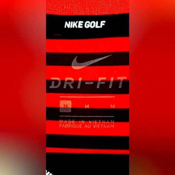 Nike Dri-Fit Victory Striped Golf Polo Shirt Men’s Size Med in Red/Blk Stripe - Picture 6 of 7